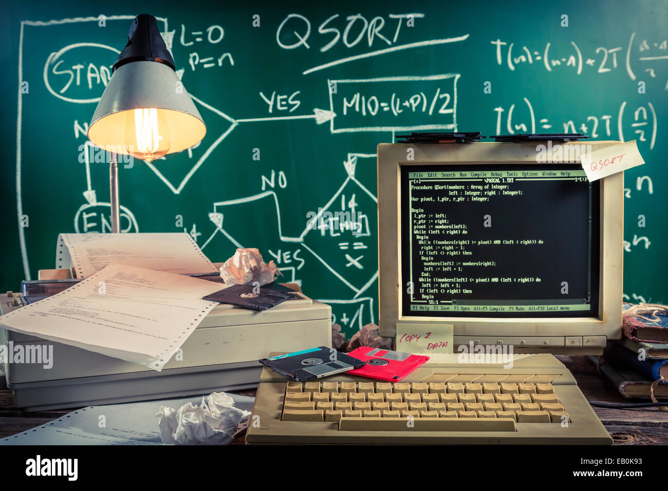 Work on algorithm in the vintage computer lab Stock Photo - Alamy