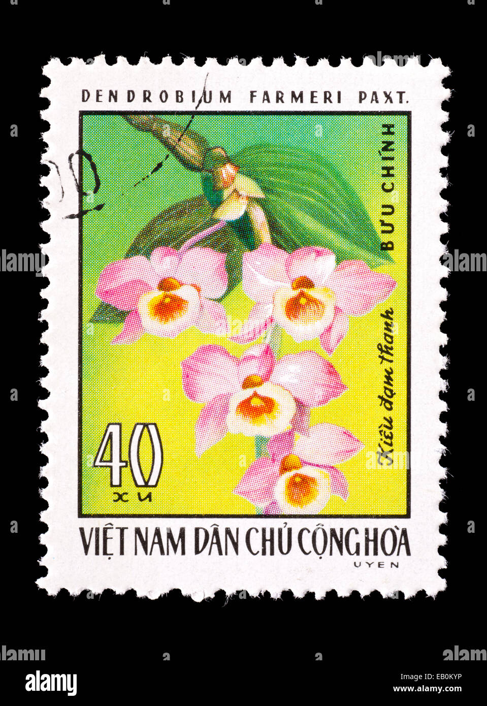 Postage stamp from Vietnam depicting Farmer's Dendrobium orchid ...