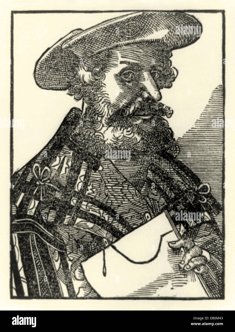 Woodcut portrait of Claudius Ptolemy (90-168AD) & Astronomia the