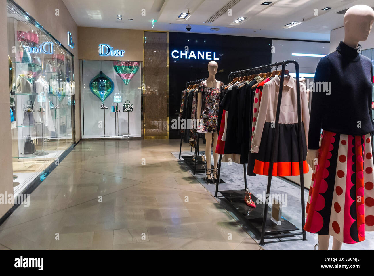 Paris, France, Clothing Display inside French Department Store, Galeries  Lafayettes, Christian Dior, Chanel Stores, mode labels Stock Photo - Alamy