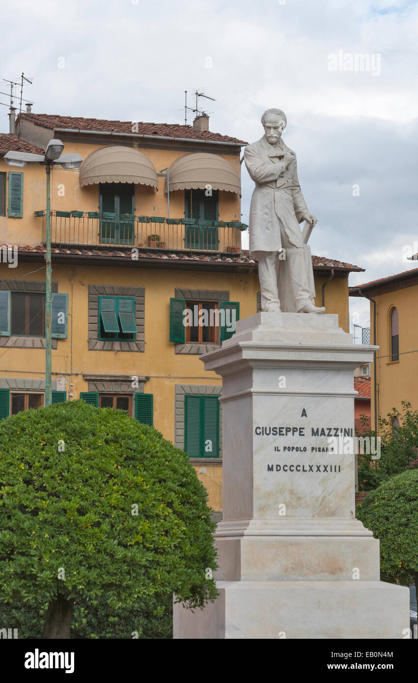 Giuseppe Mazzini statue in Pisa, Tuscany, Italy Stock Photo