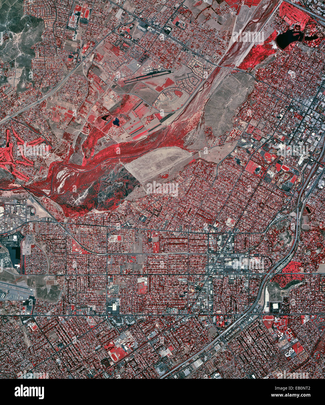 historical infrared aerial photograph of Riverside, California, 2002 Stock Photo