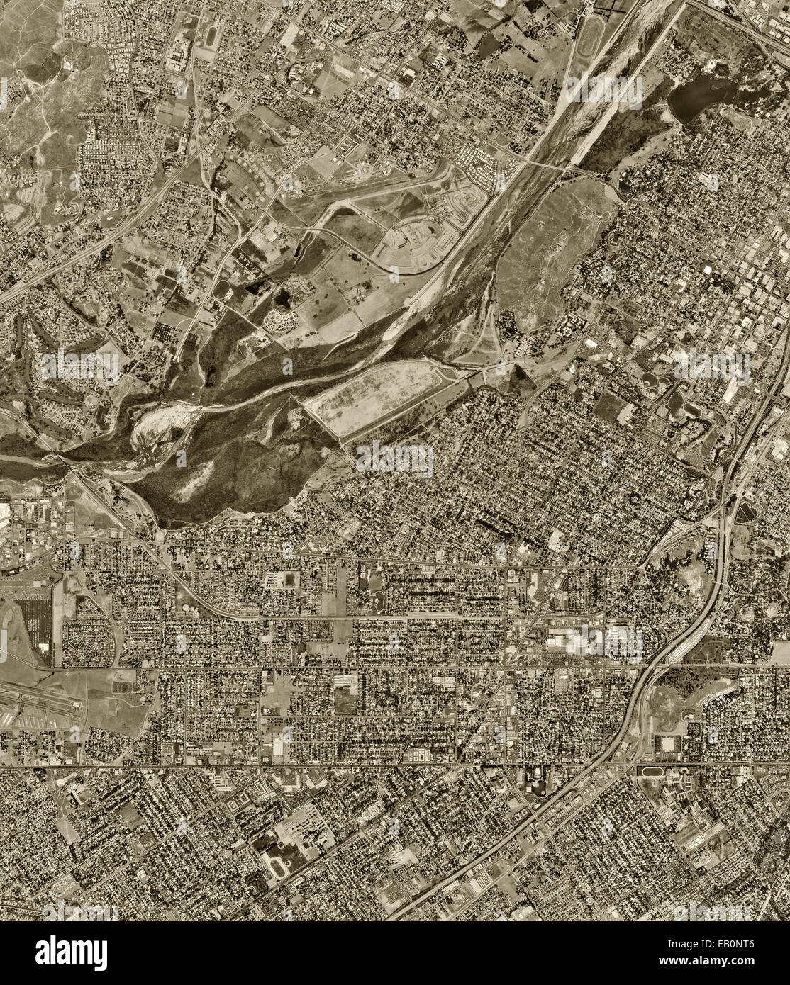historical aerial photograph Riverside, California, 1994 Stock Photo