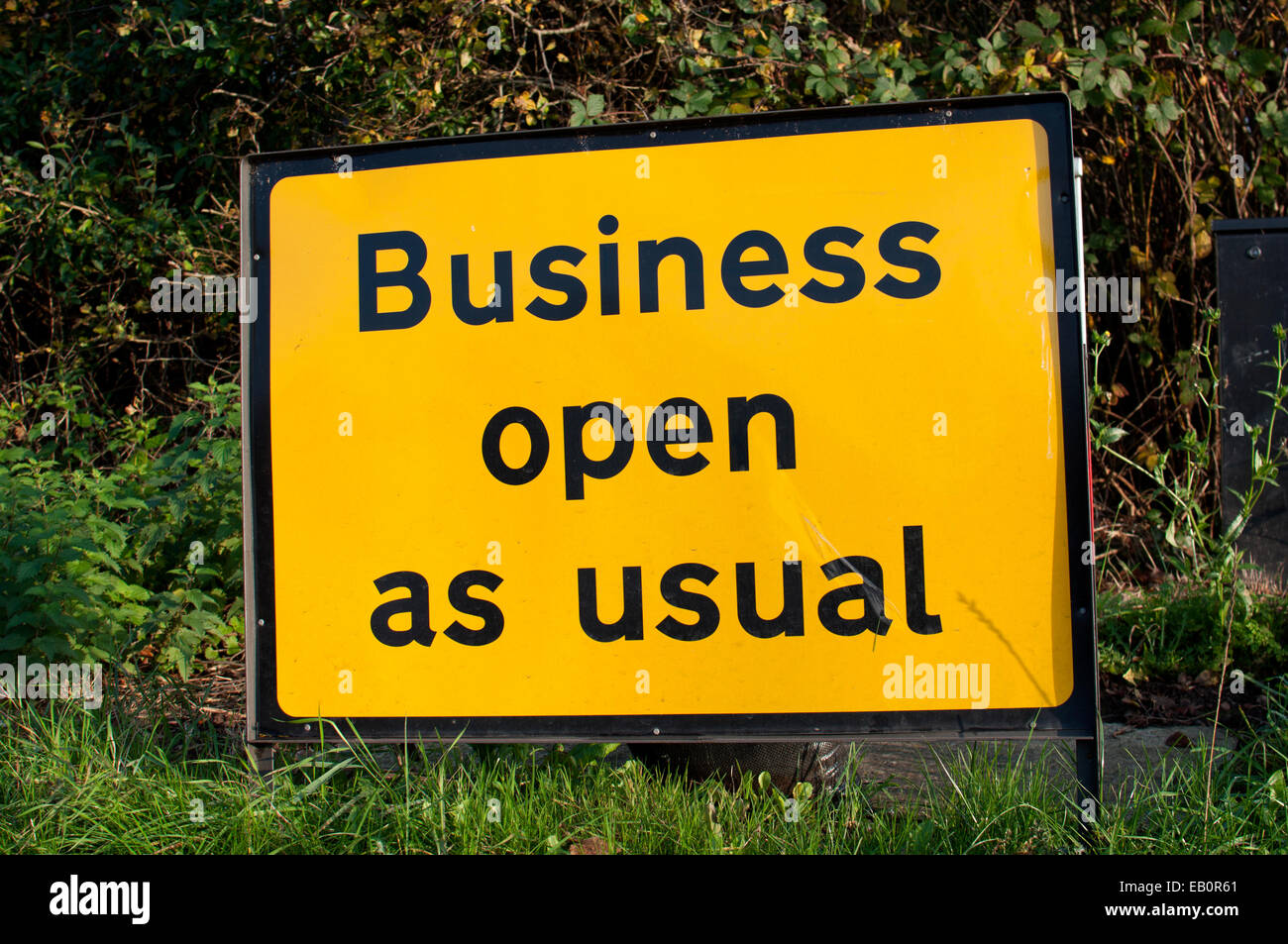 Business open as usual sign Stock Photo