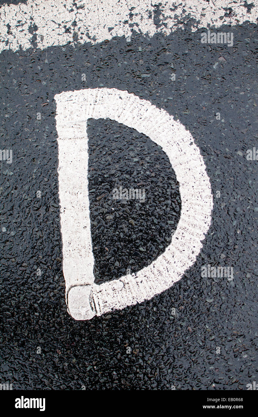 Letter D on a road Stock Photo