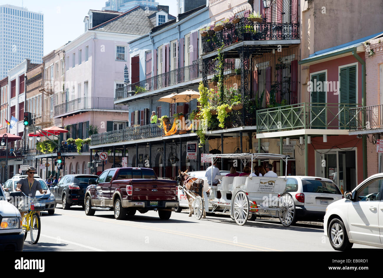 Famous Decatur Street in the French Quarter New Orleans USA Stock Photo