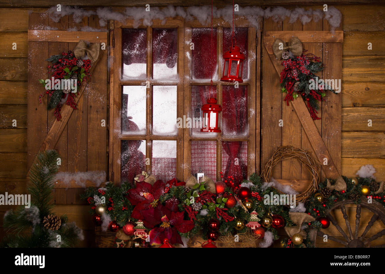 Glass Window With Wooden Frames Decorated With Beautiful Assorted