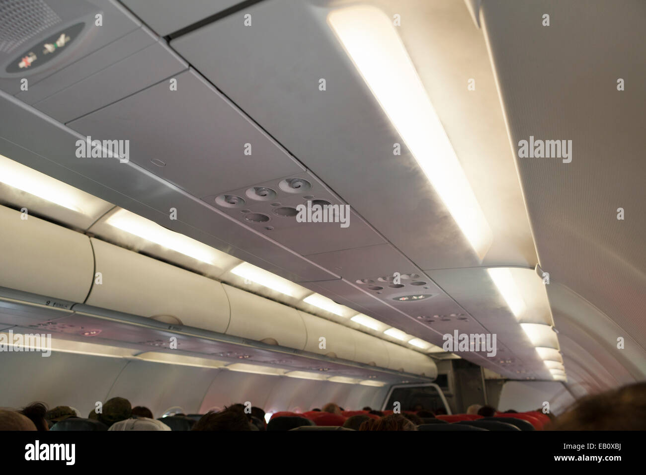 Fine mist coming out of the air conditioning system aboard a commercial