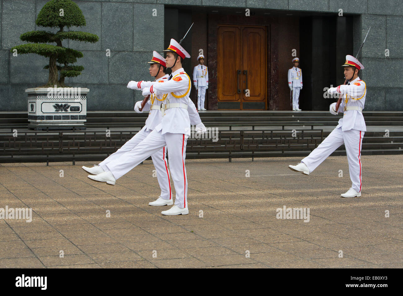 Ho Chi Minh Mausoleum changing of the guards in Hanoi Stock Photo
