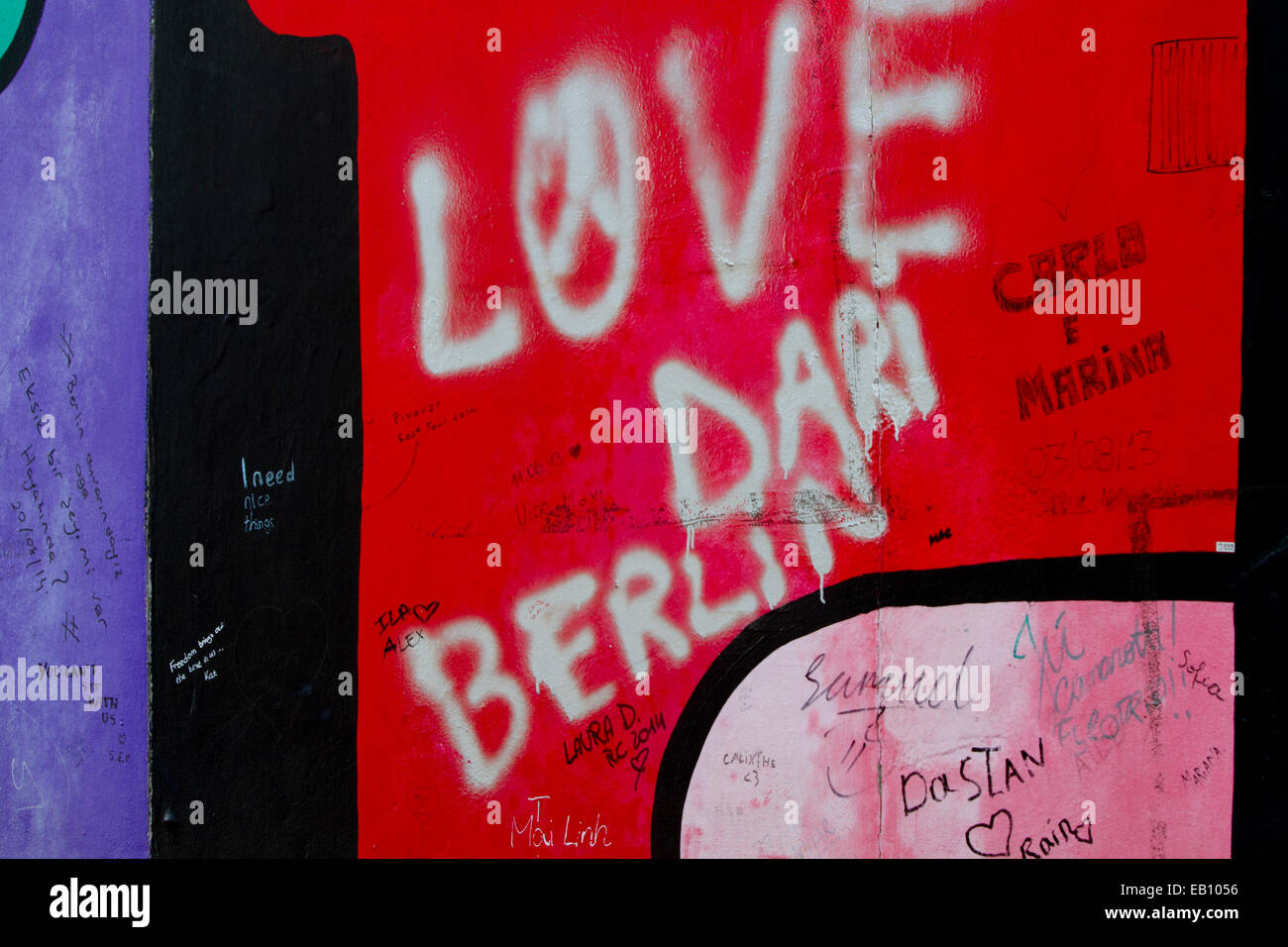 Berlin wall Street Art Graffiti tags Love Berlin Stock Photo