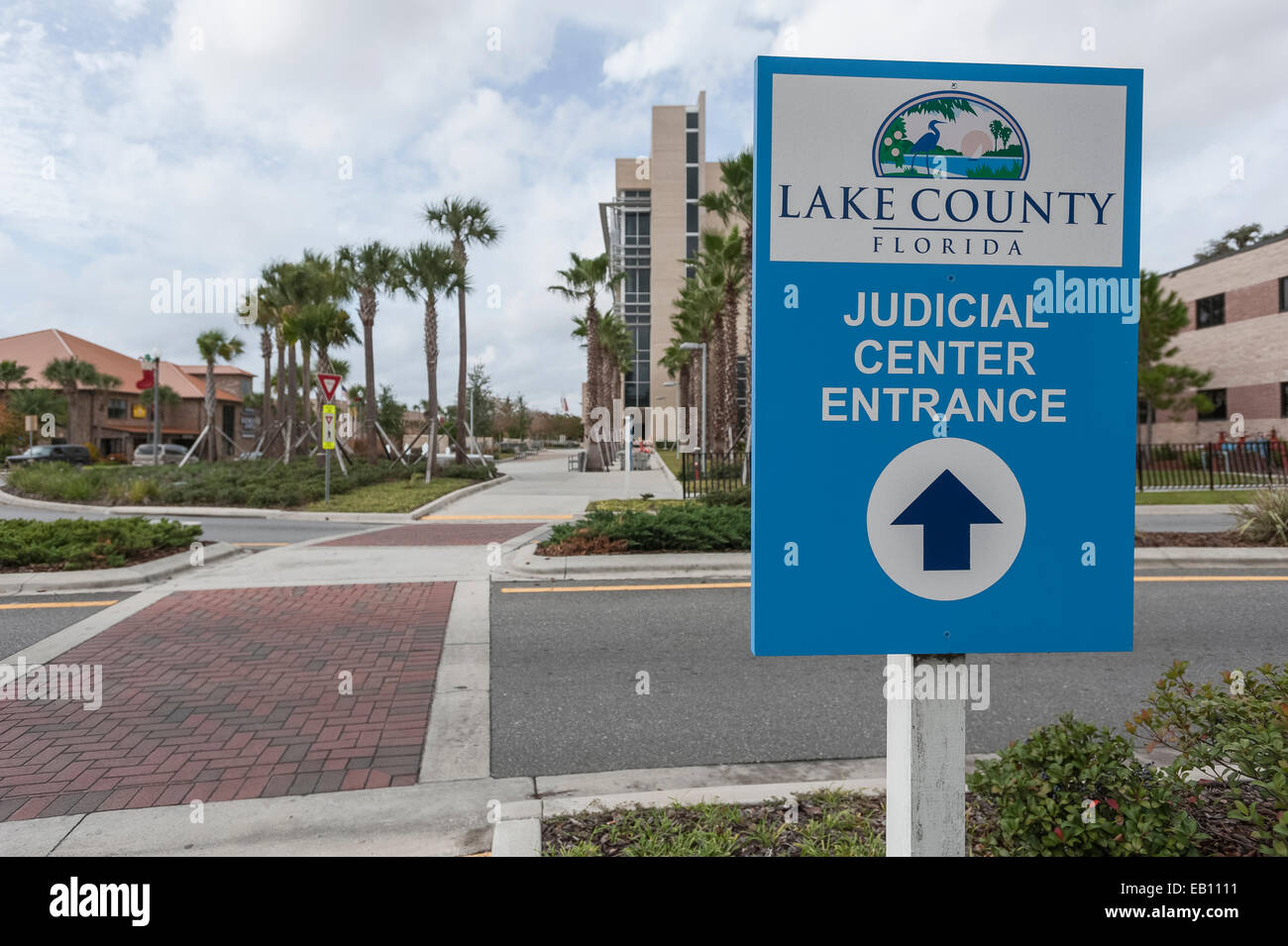 Judicial Center Tavares Lake County Florida USA Entrance Sign Stock Photo