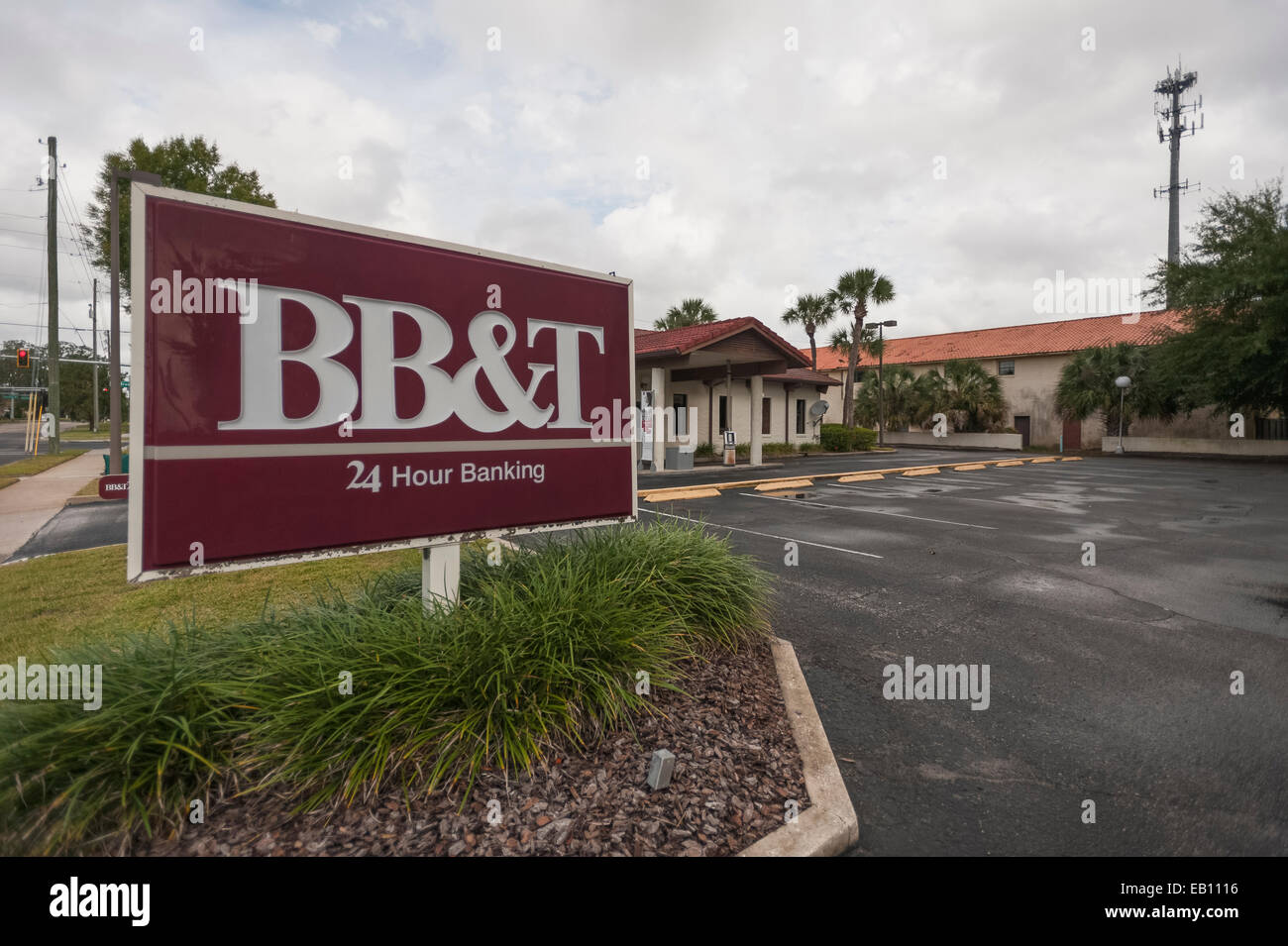 BB&T 24 Hour Banking advertisement sign located in Tavares, Florida USA