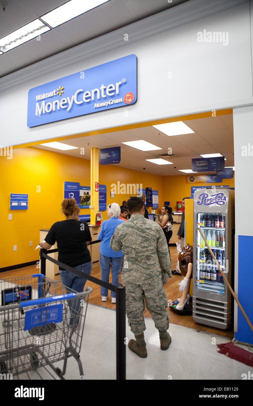 People Waiting To Cash Checks At Money Center Walmart Stock Photo - people waiting to cash checks at money center walmart