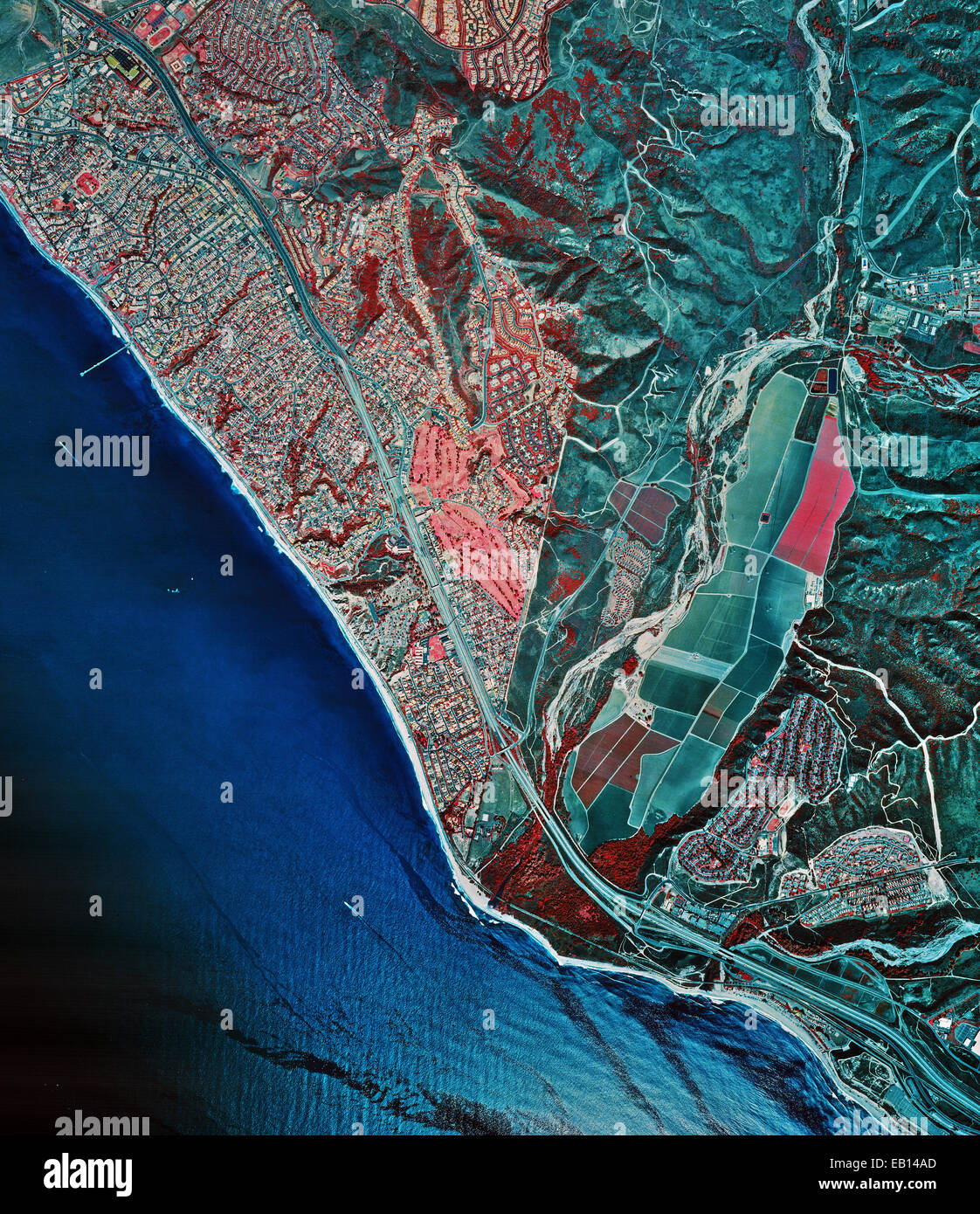 historical infrared aerial photograph of San Clemente, California, 1997 Stock Photo