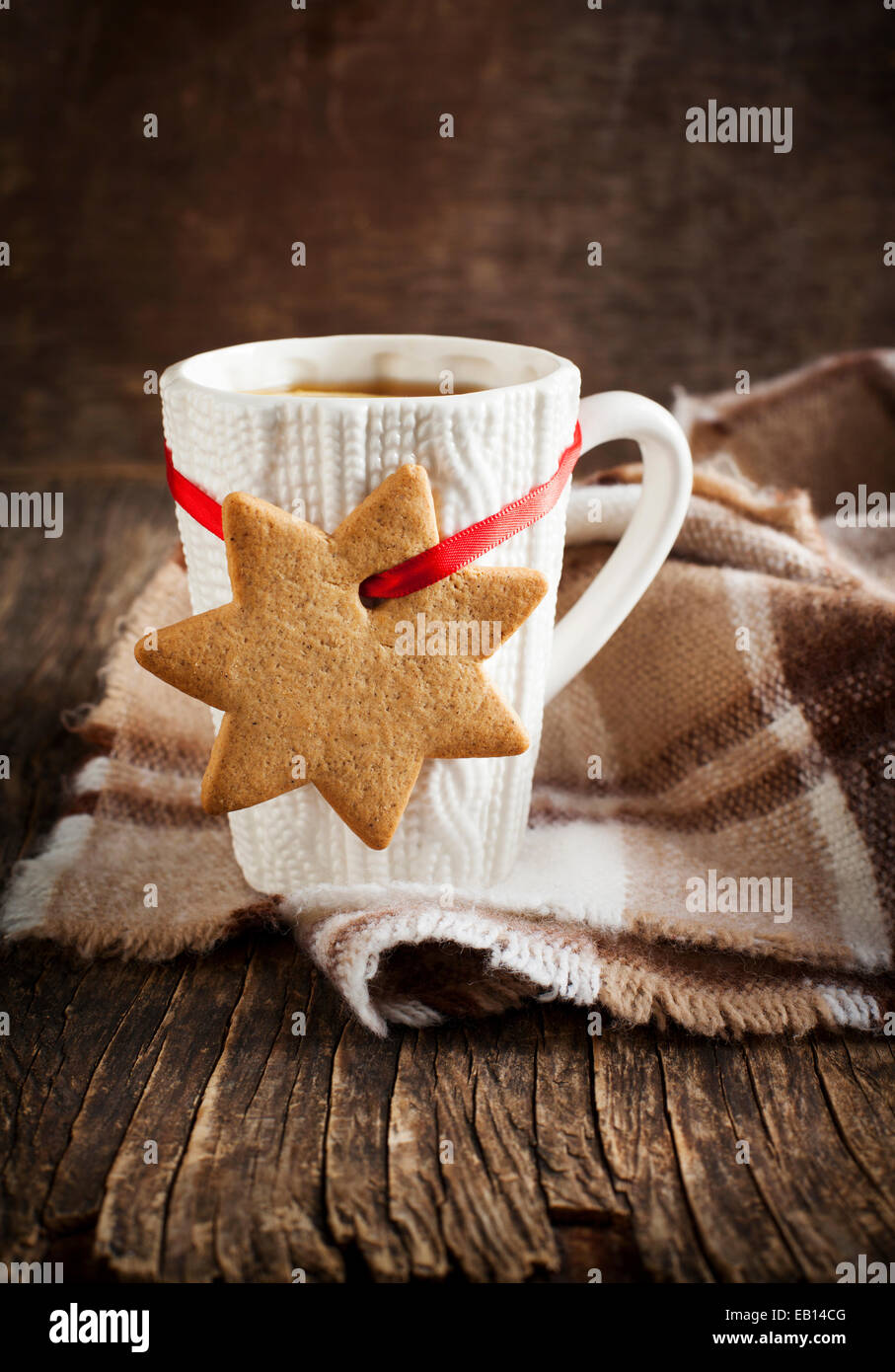 Cup of hot tea and gingerbread Stock Photo