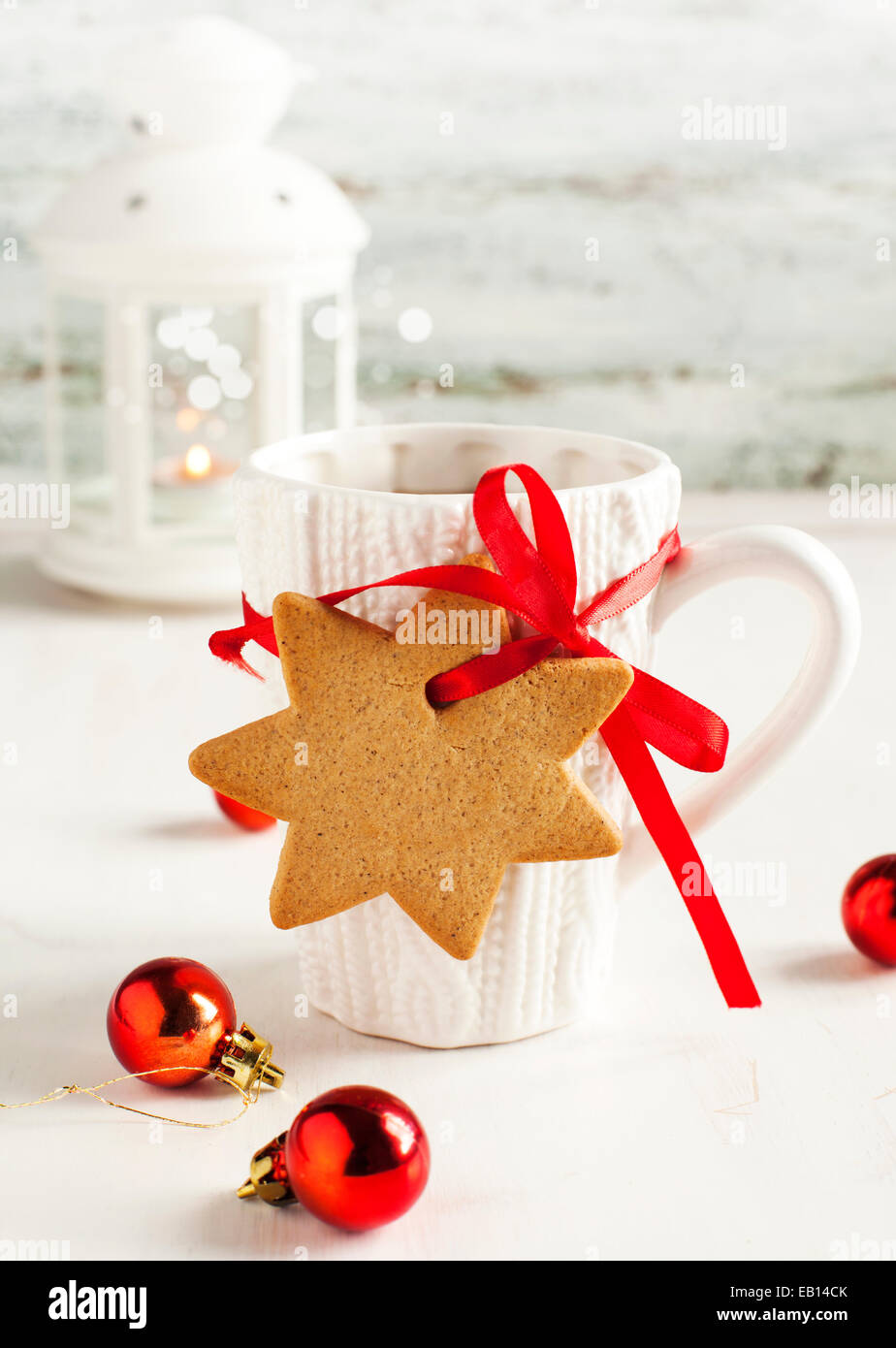 Сup of hot tea and gingerbread Stock Photo