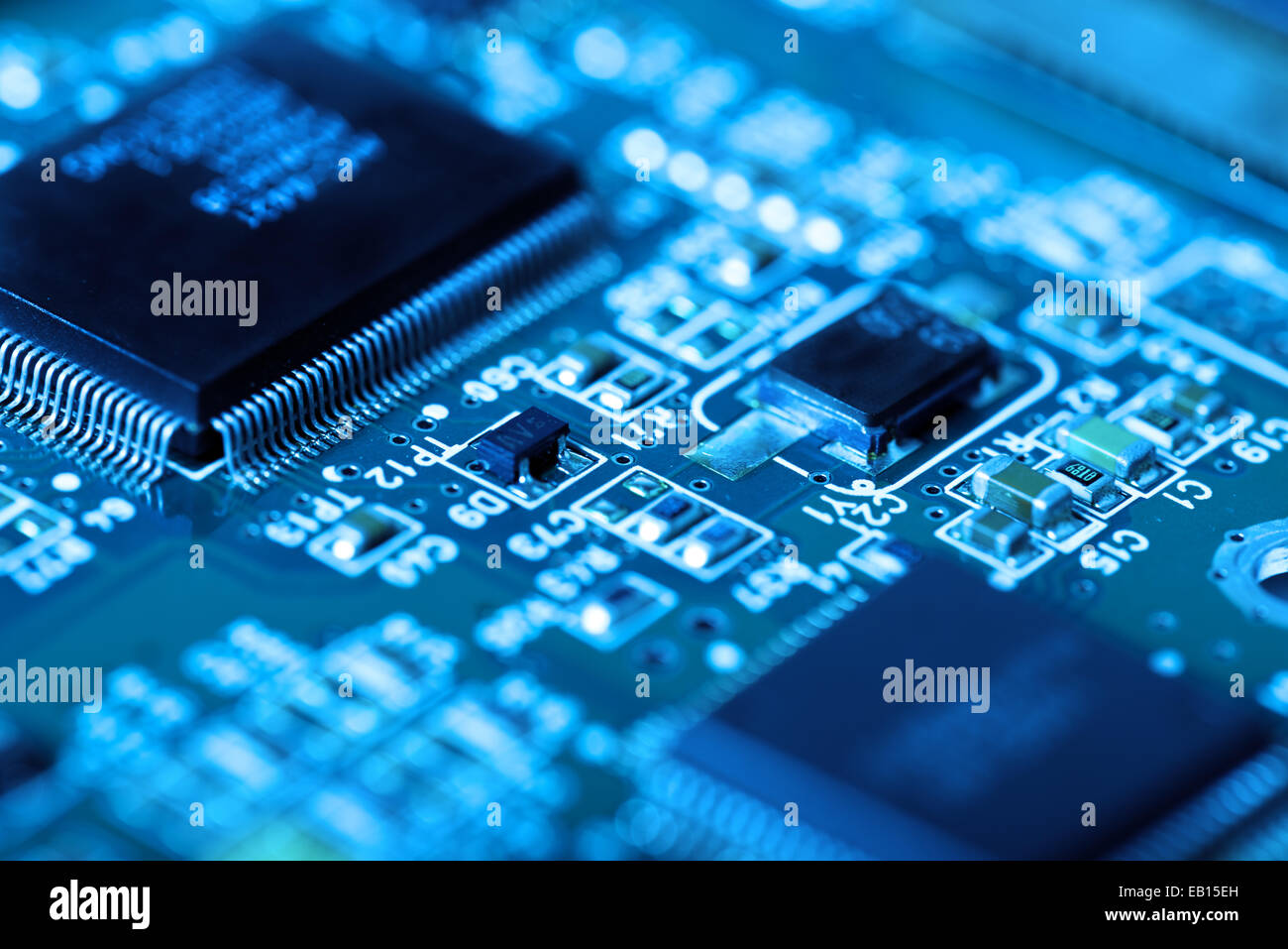 electronic circuit board with processor Stock Photo