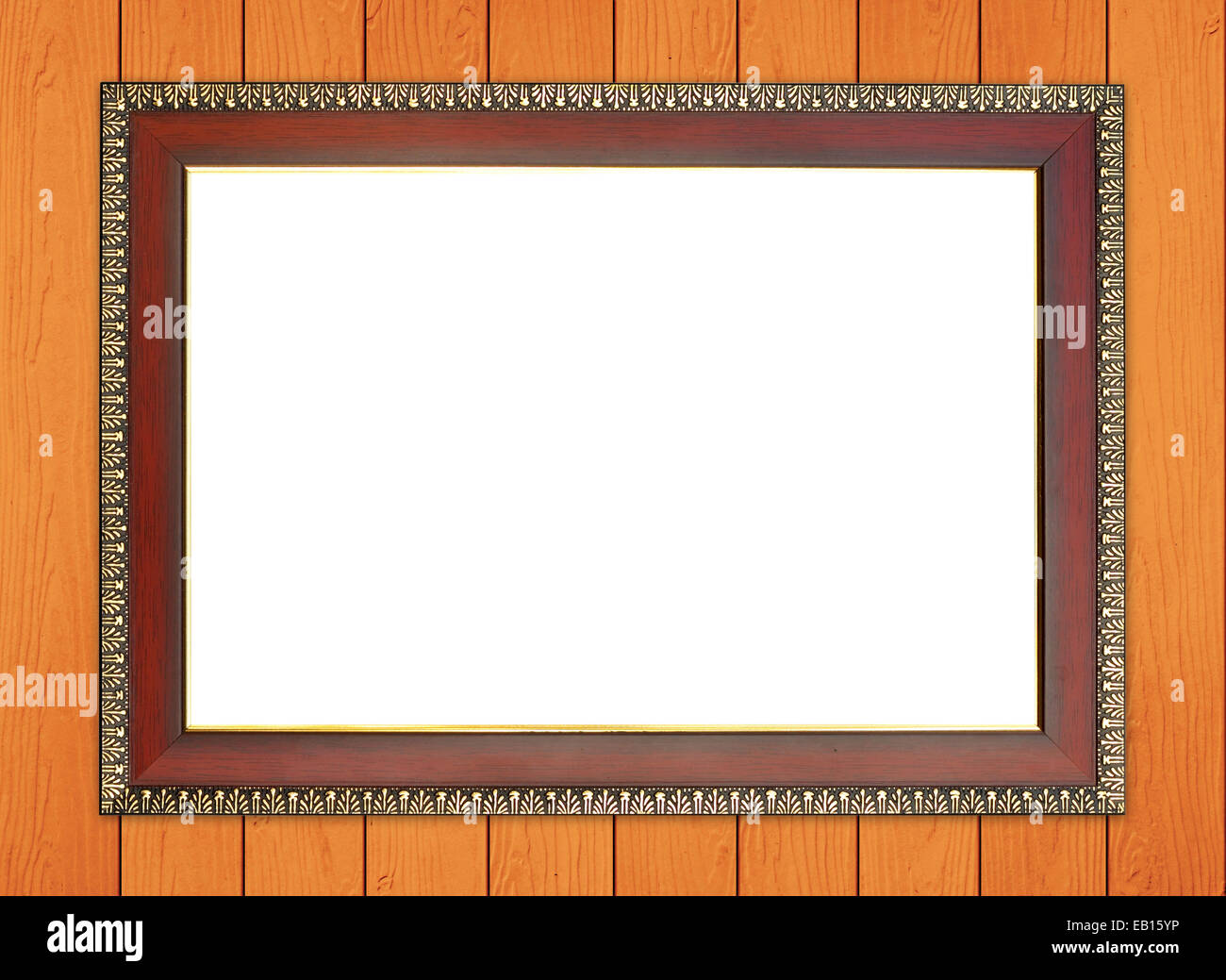 blank wood frame on wood wall background Stock Photo - Alamy