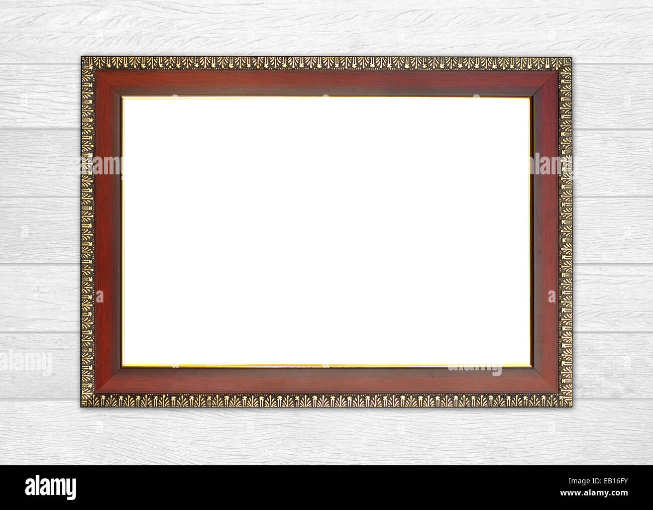 blank wood frame on wood wall background Stock Photo - Alamy