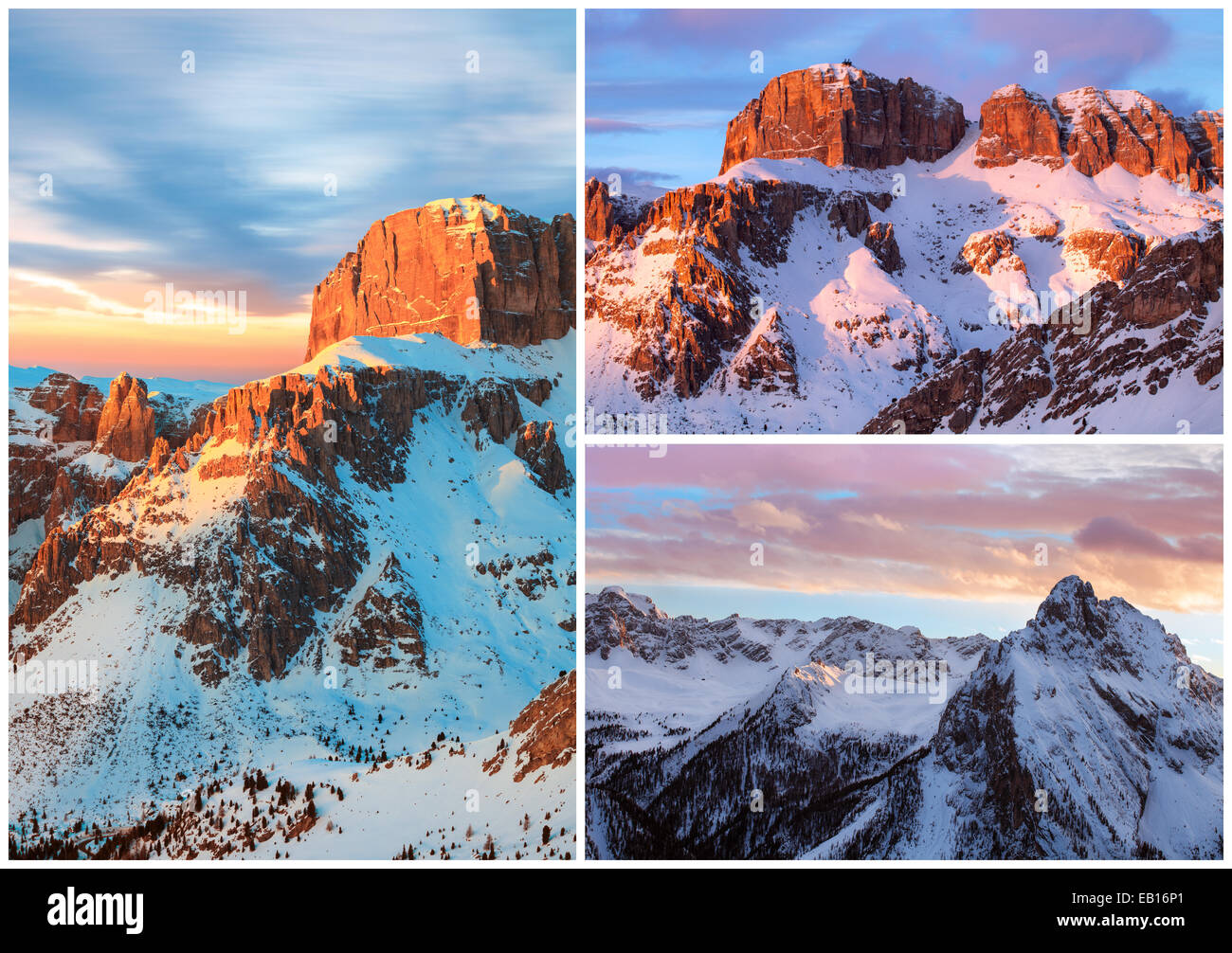 Alpes - european skiing resort postcard of 3 images Stock Photo
