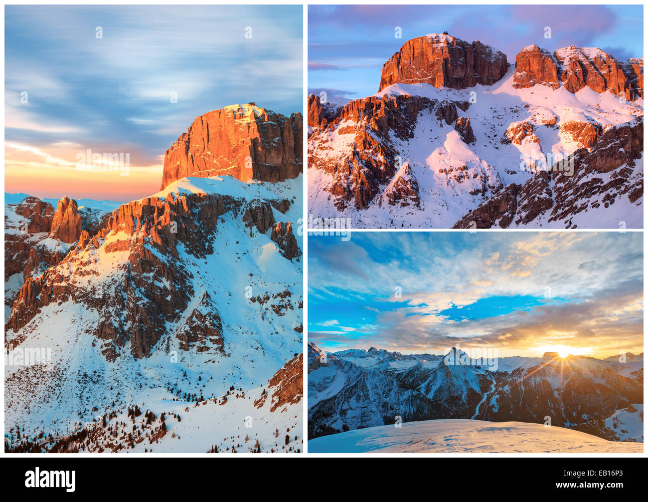 Alpes - european skiing resort postcard of 3 images Stock Photo