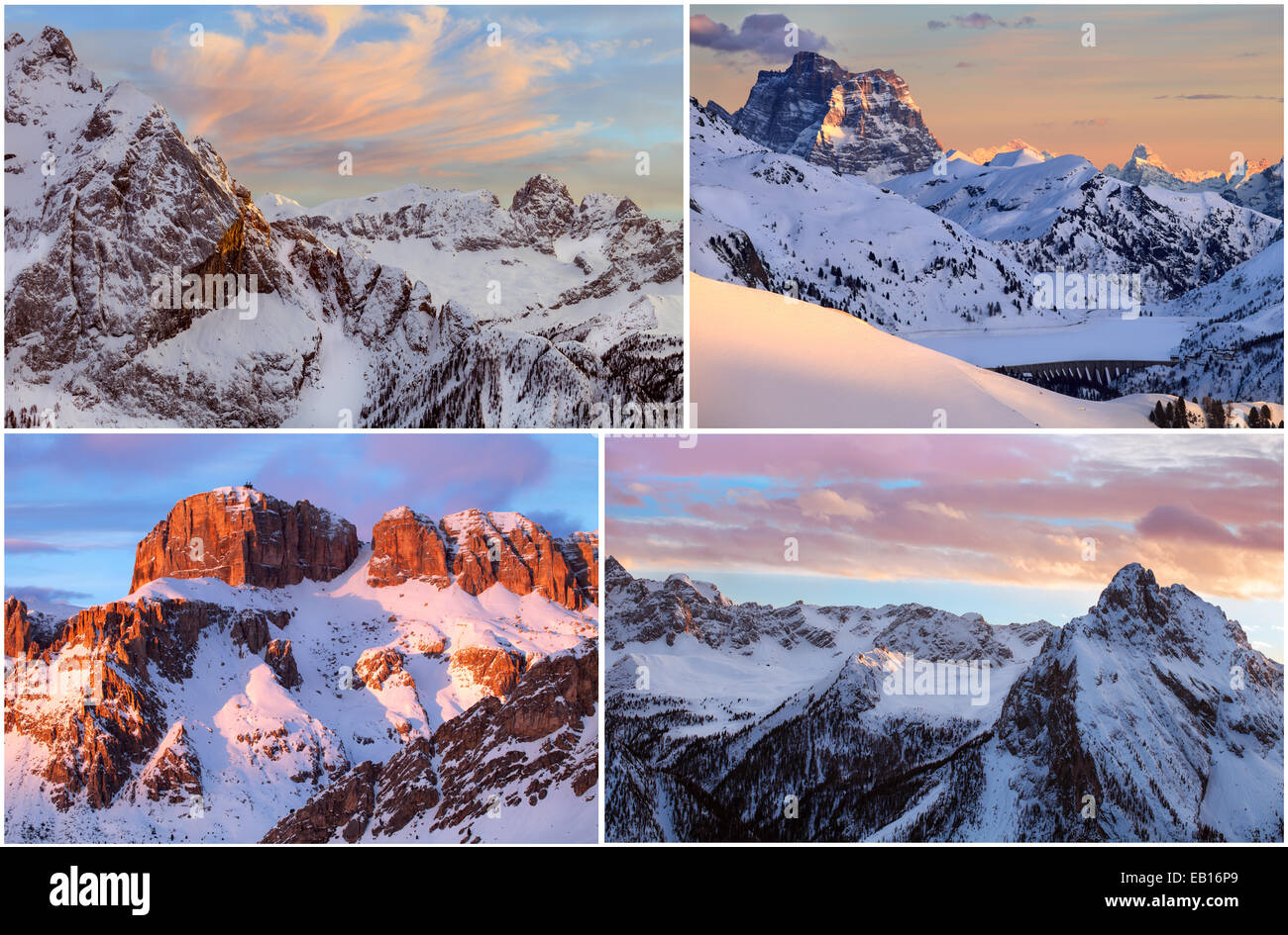 Alpes - european skiing resort postcard of 4 images Stock Photo
