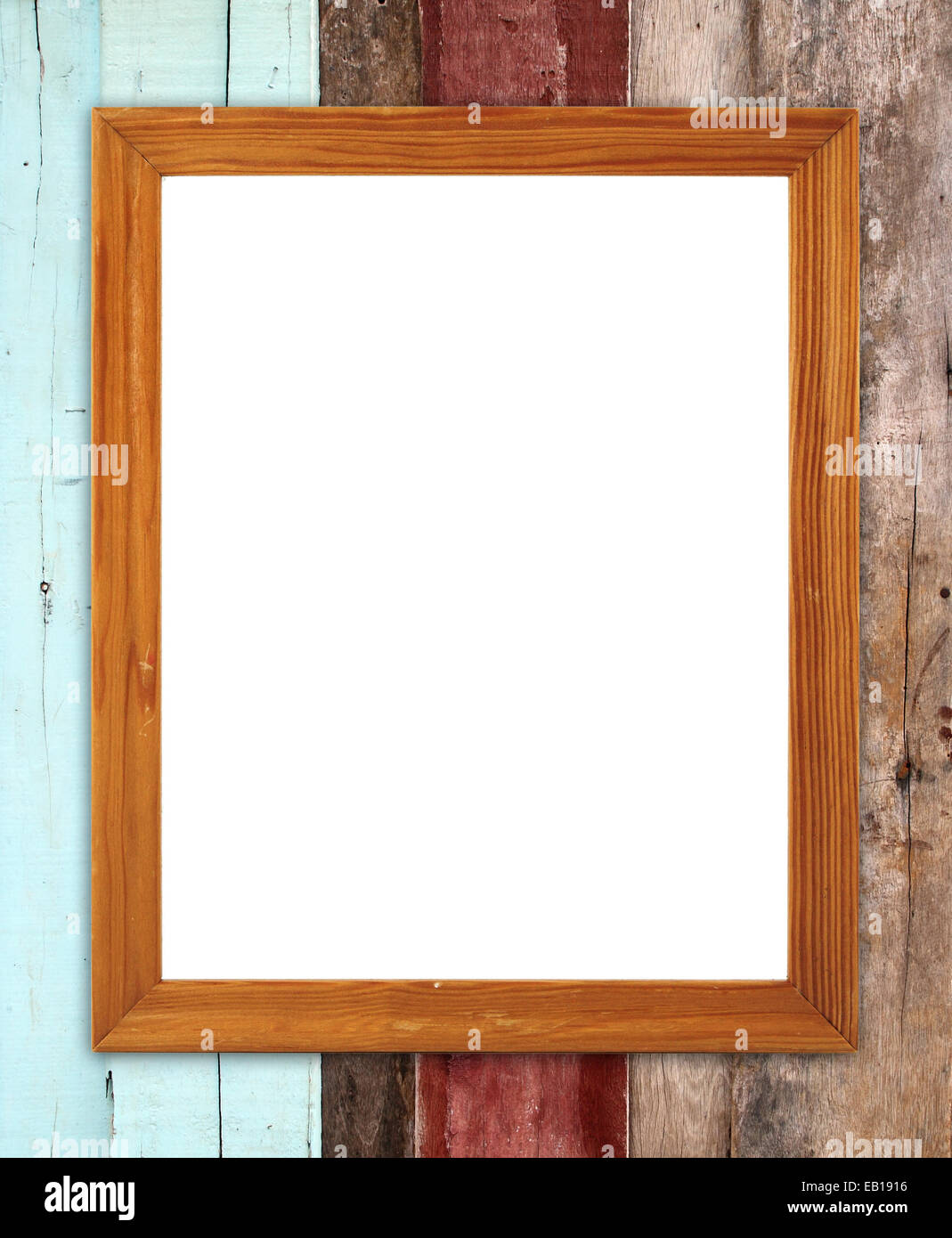 blank wood frame on wood wall background Stock Photo - Alamy