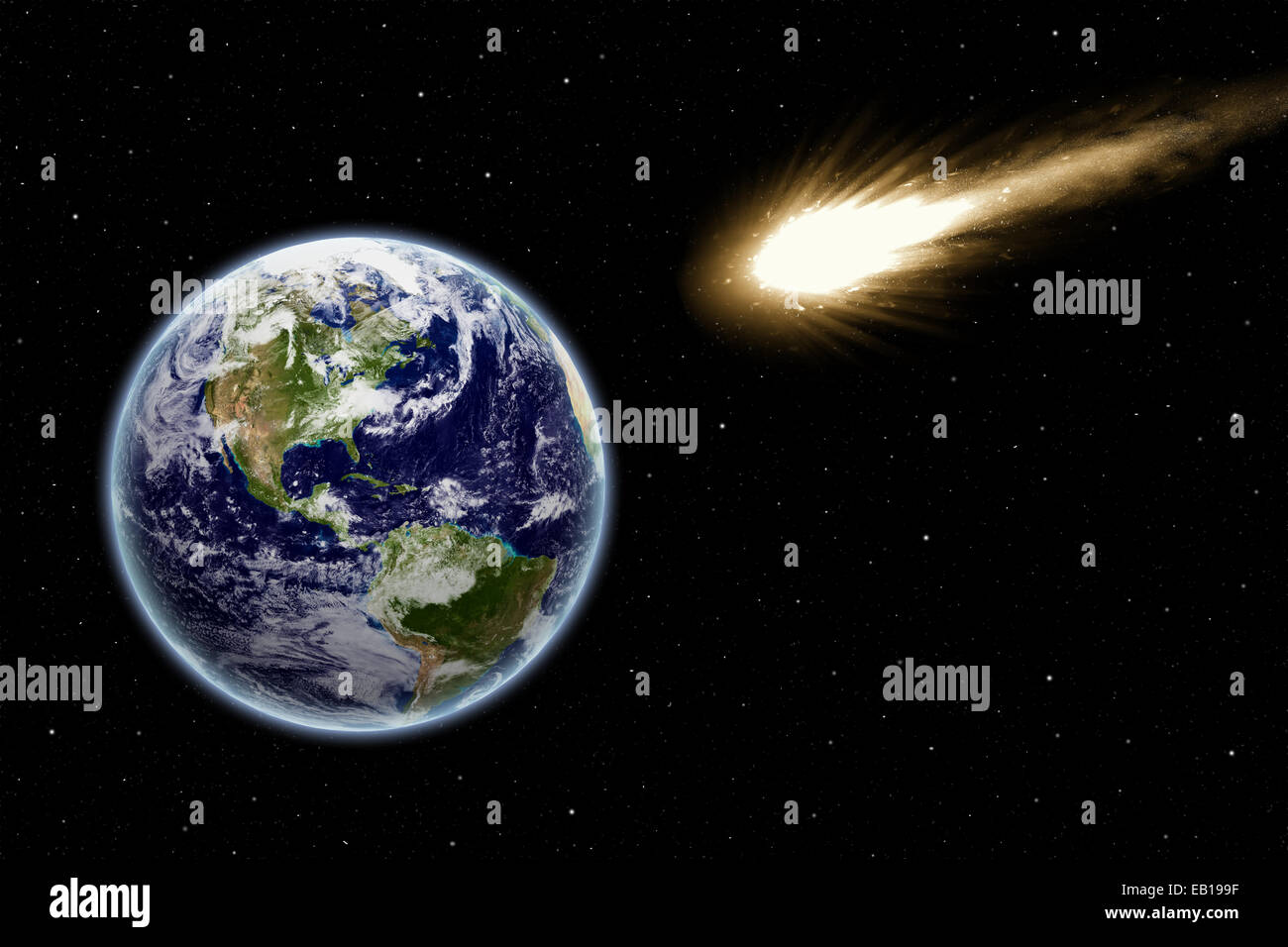 Comet racing on our earth - Elements of this image furnished by NASA Stock Photo