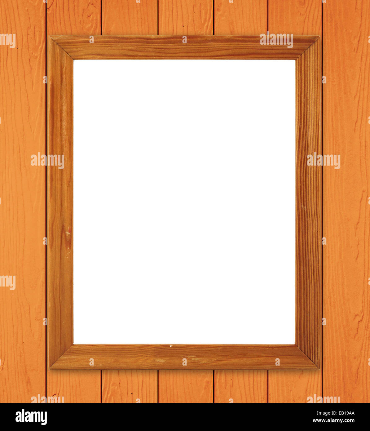 blank wood frame on wood wall background Stock Photo - Alamy