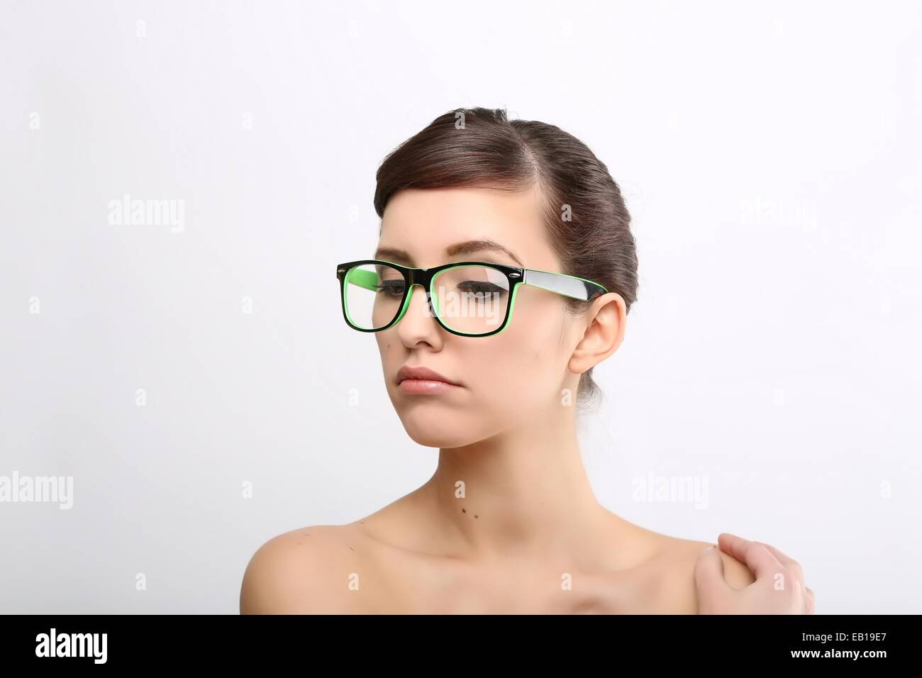 Young crazy nerd woman Stock Photo