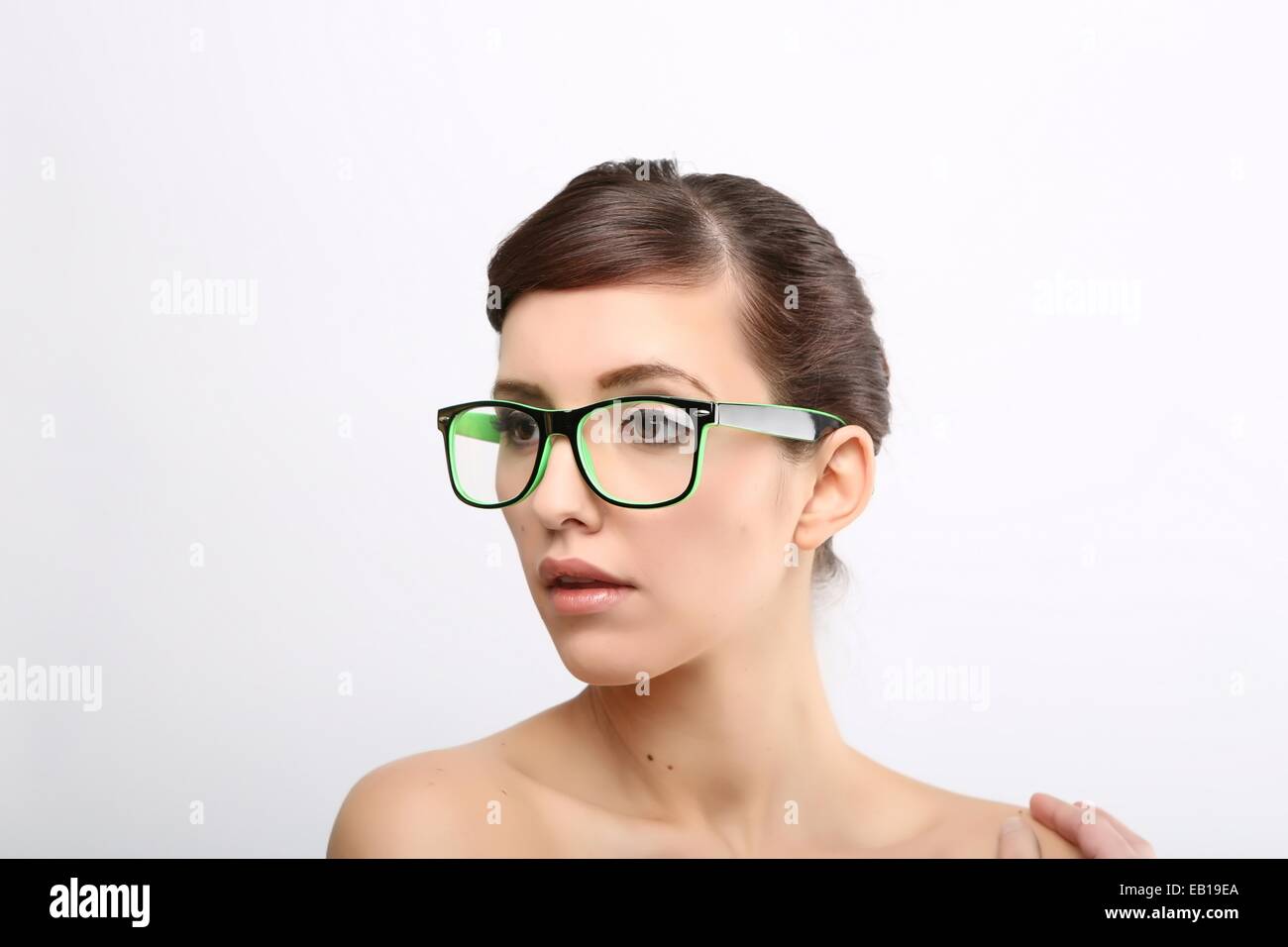 Young crazy nerd woman Stock Photo