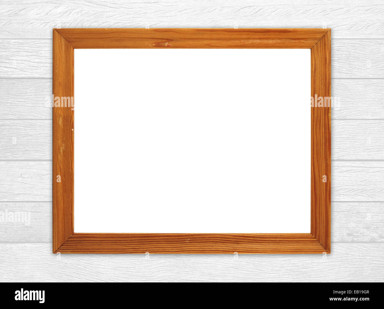 blank wood frame on wood wall background Stock Photo Alamy