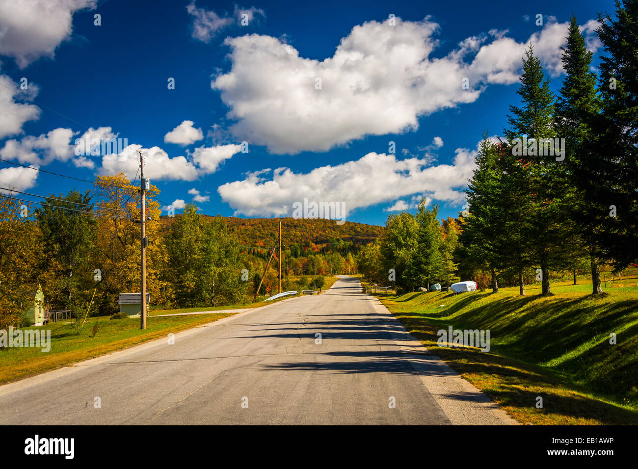 Autumn color along a road in Jefferson, New Hampshire. Stock Photo