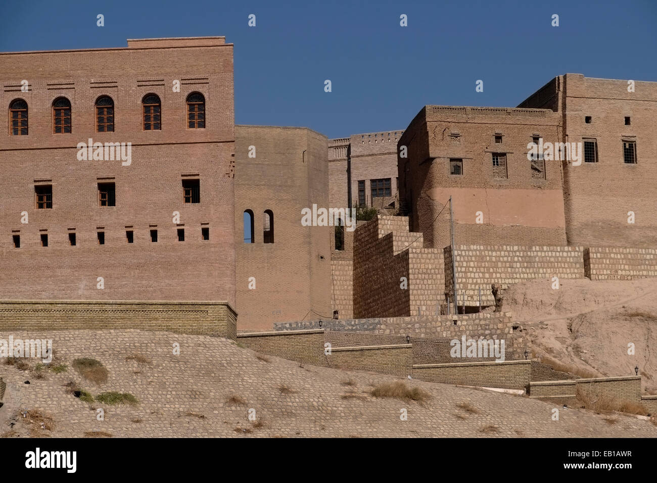 Restored house facades along the southern perimeter of the Erbil ...