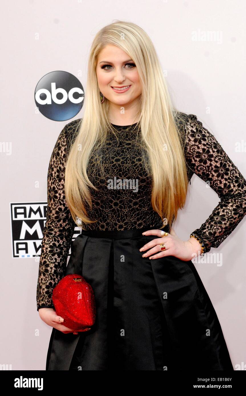 Singer Meghan Trainor arrives for the American Music Awards at Nokia  Theatre L.A. Live on November 23, 2014 in Los Angeles, California Stock  Photo - Alamy