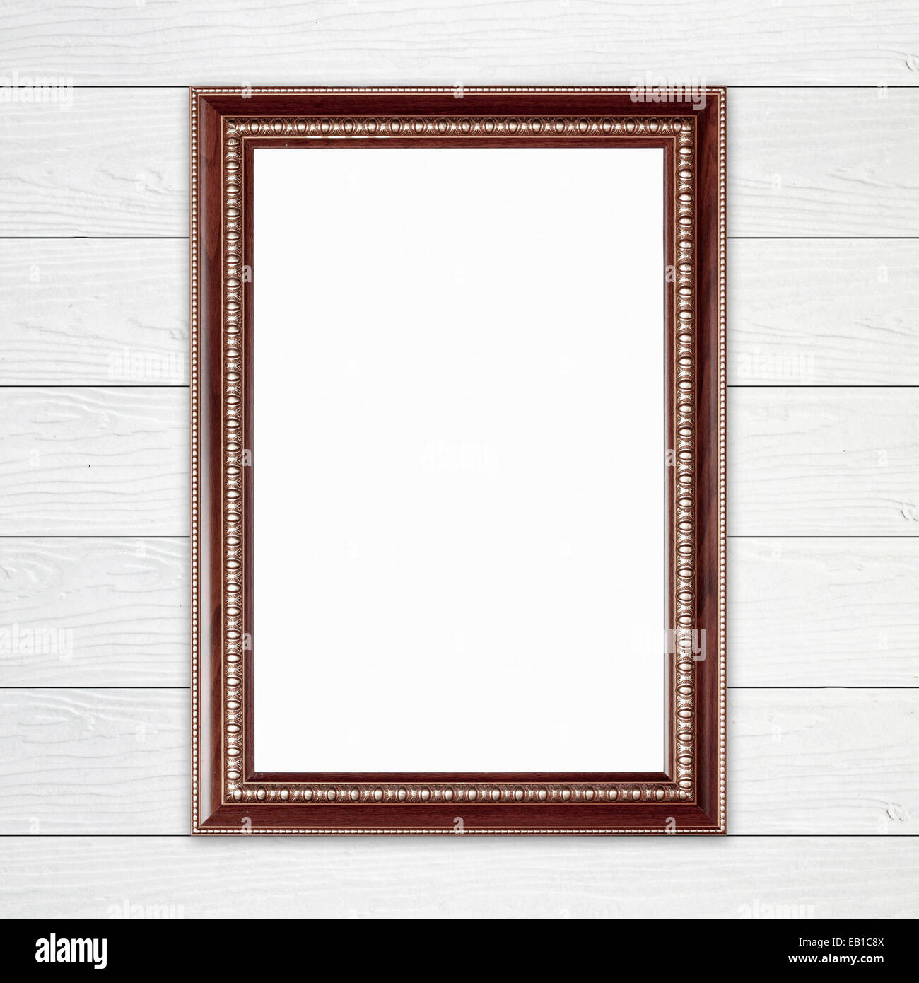 blank wood frame on wood wall background Stock Photo - Alamy