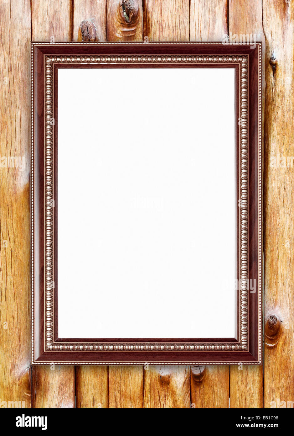 blank wood frame on wood wall background Stock Photo - Alamy