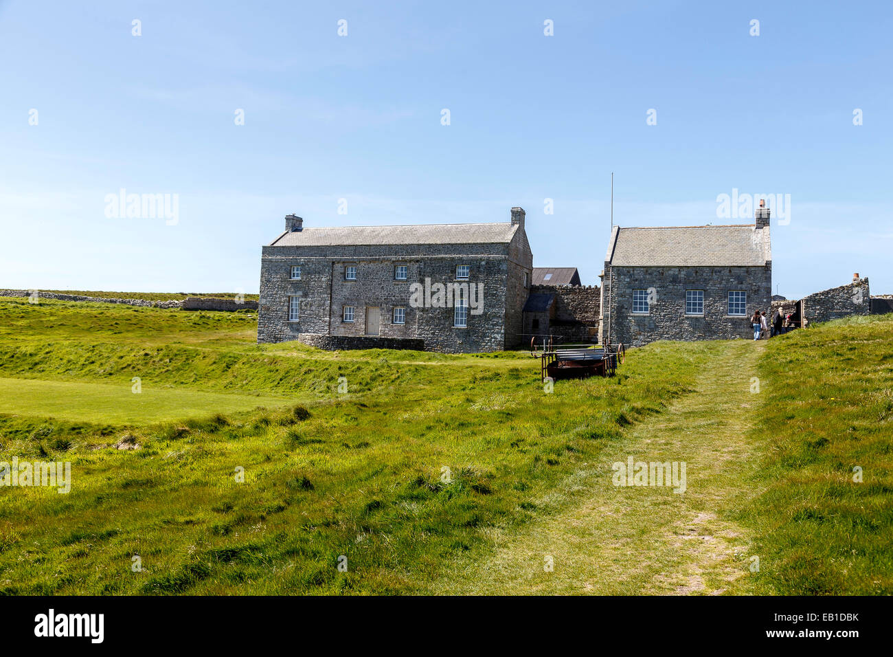 Old House North and the Pub, Lundy island Stock Photo