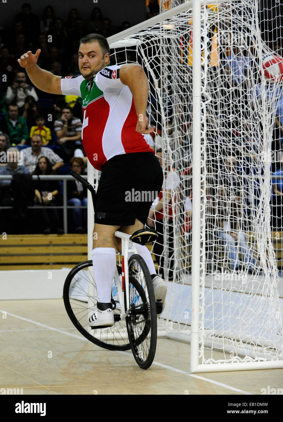 Brno, Czech Republic. 23rd Nov, 2014. Roman Schneider of Schwitzerland pictured during the Cycle Ball final at the Indoor Cycling World Championships 2014 in Brno, Czech Republic, November 23, 2014. © Vaclav Salek/CTK Photo/Alamy Live News Stock Photo