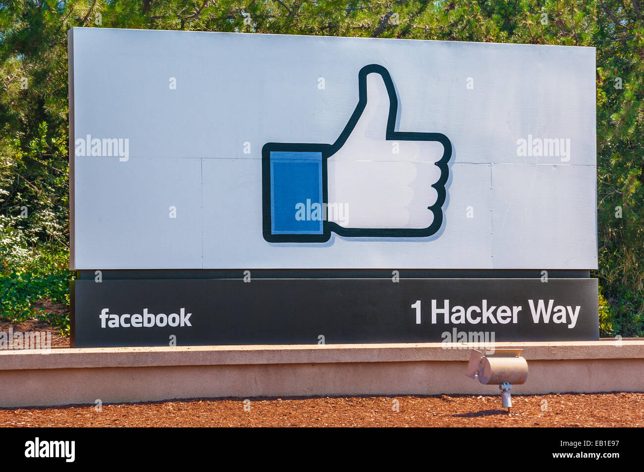 MENLO PARK, CA - MAY 19, 2013: Facebook Incorporation's entrance sign at the corporate office in California Stock Photo