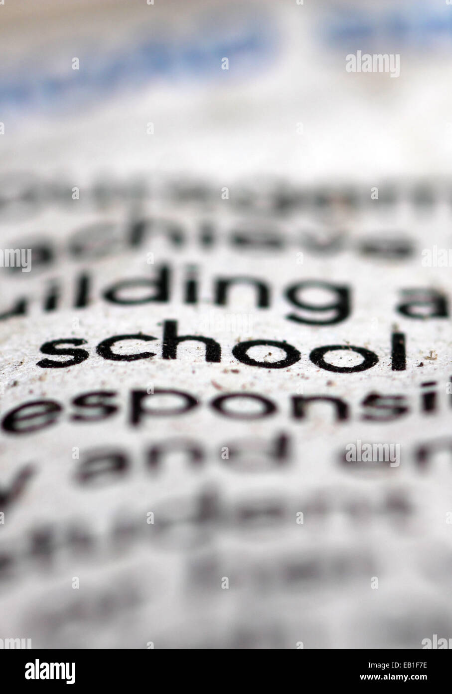 macro image of word school among newspaper text Stock Photo