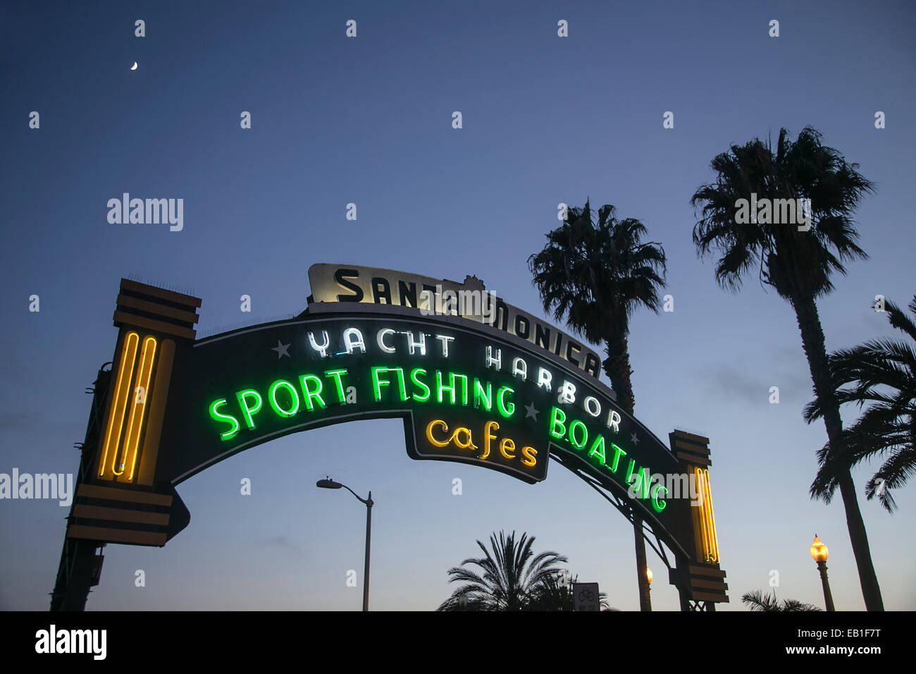 Entrance to Santa Monica Pier, Santa Monica, California, USA Stock Photo