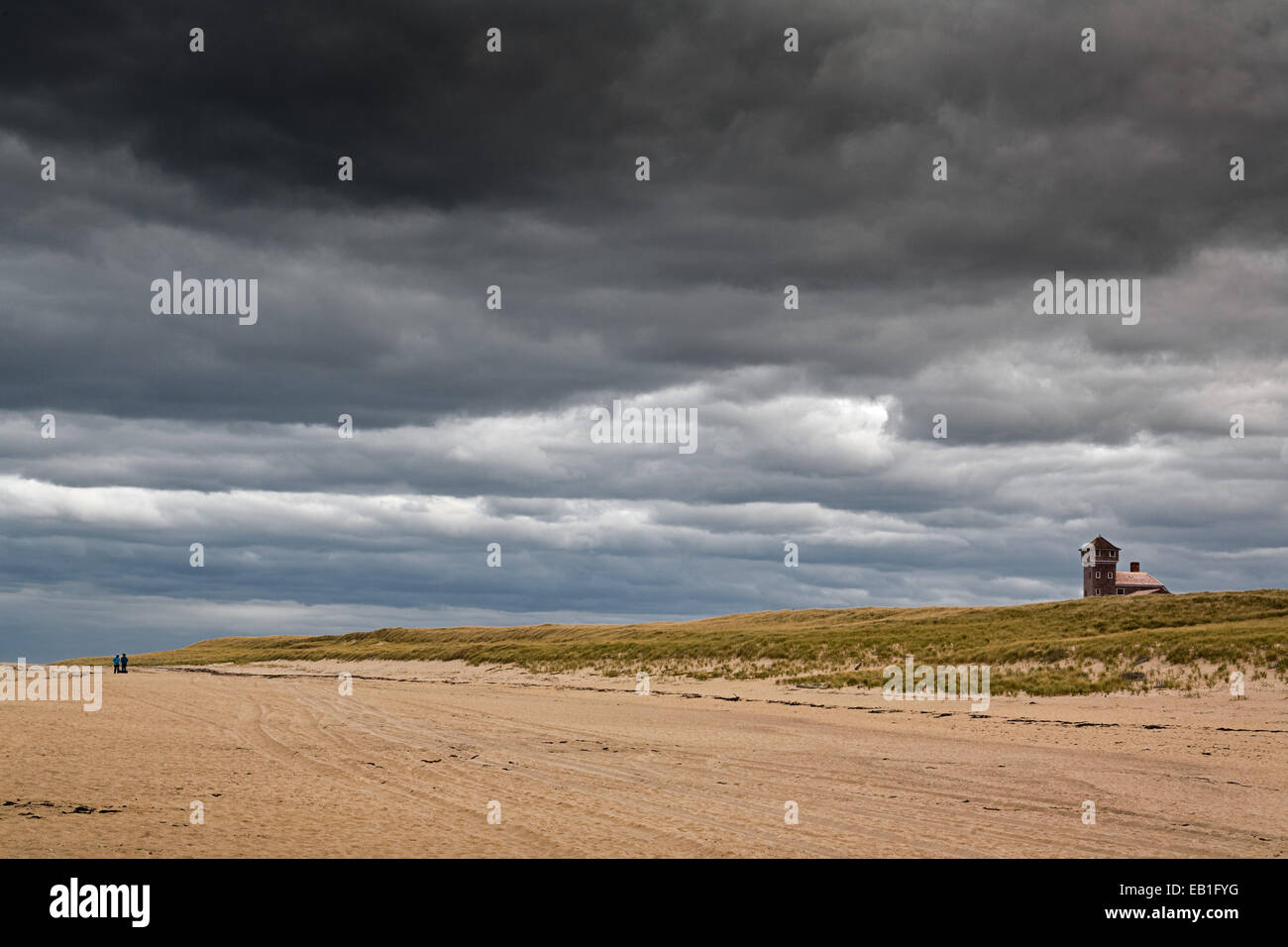 Moody sky over a Cape Cod beach, Massachusetts. Stock Photo