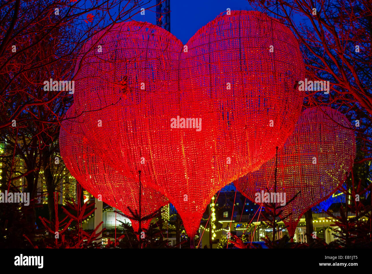 Rotes Herzen, Weihnachtsdekoration, im Vergnügungspark Tivoli, Innenstadt, Kopenhagen, Region Hovedstaden, Dänemark, Europa Stock Photo