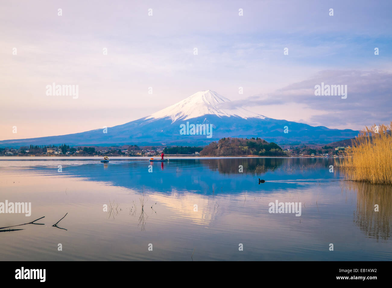The beautiful mount Fuji in Japan at sunrise Stock Photo