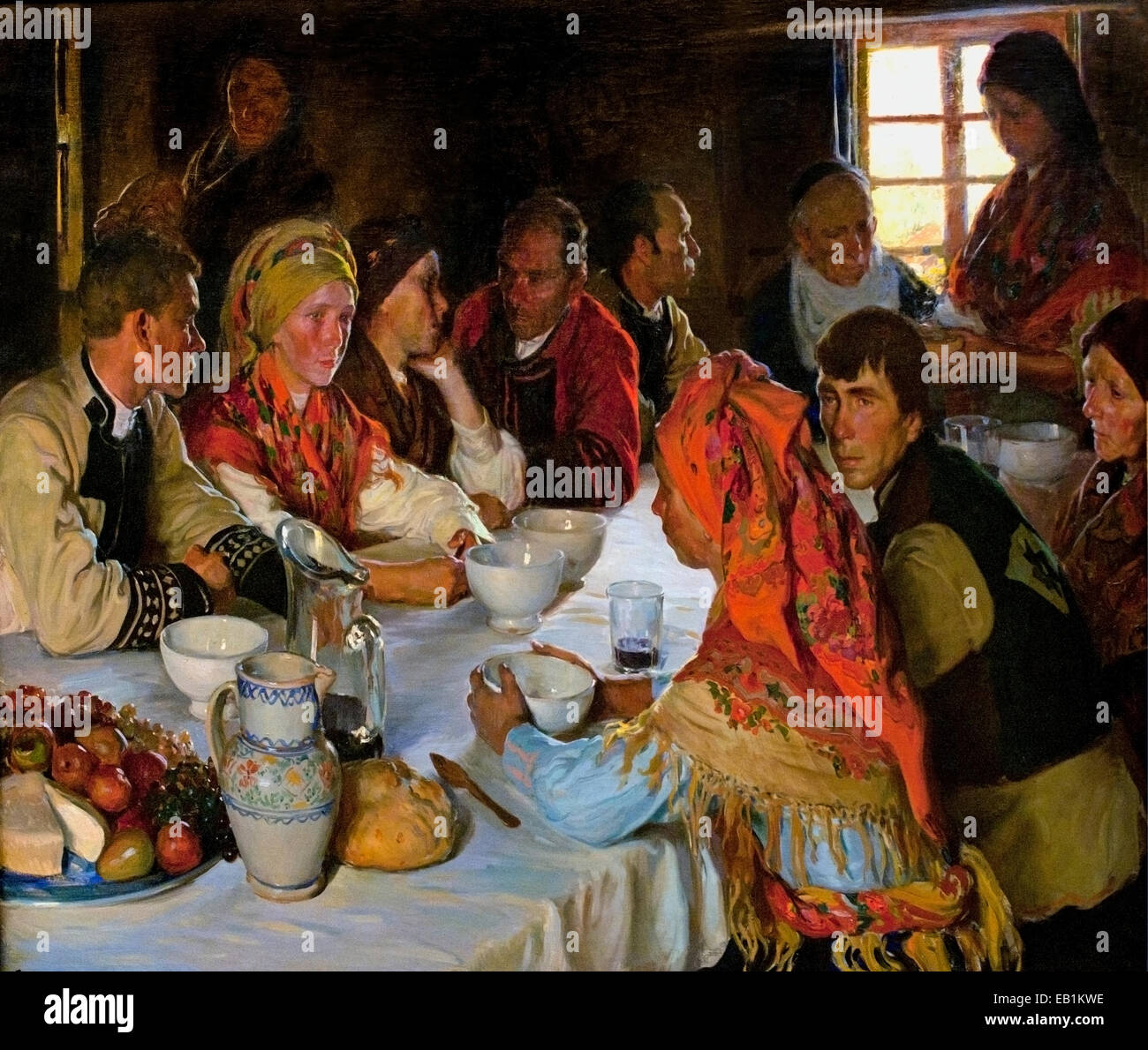 Wedding Meal in Bergantinos by Fernando Álvarez de Sotomayor born in 1875  Zaragoza Spain Spanish Painter Stock Photo