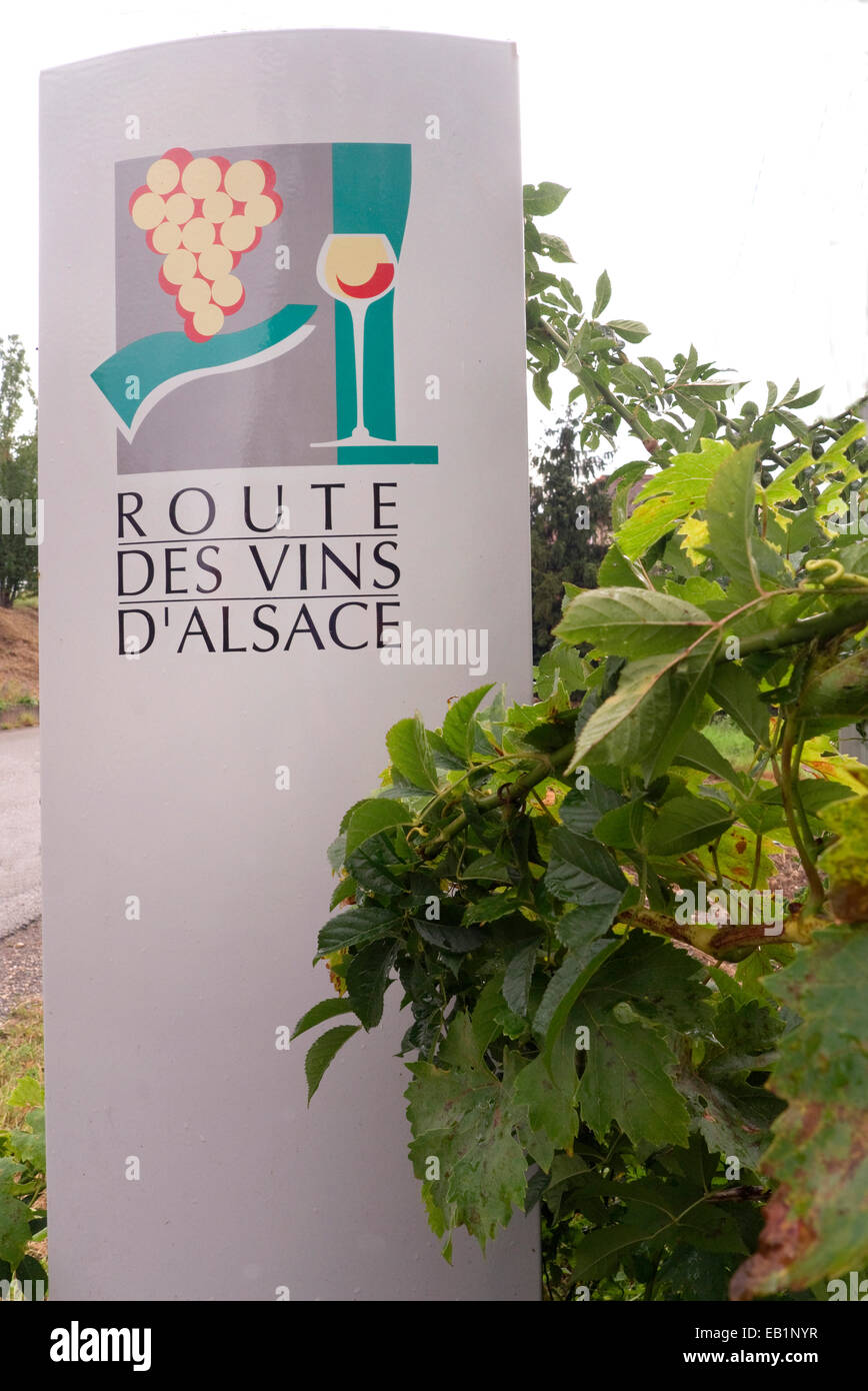 Route des Vins d'Alsace marker sign Stock Photo