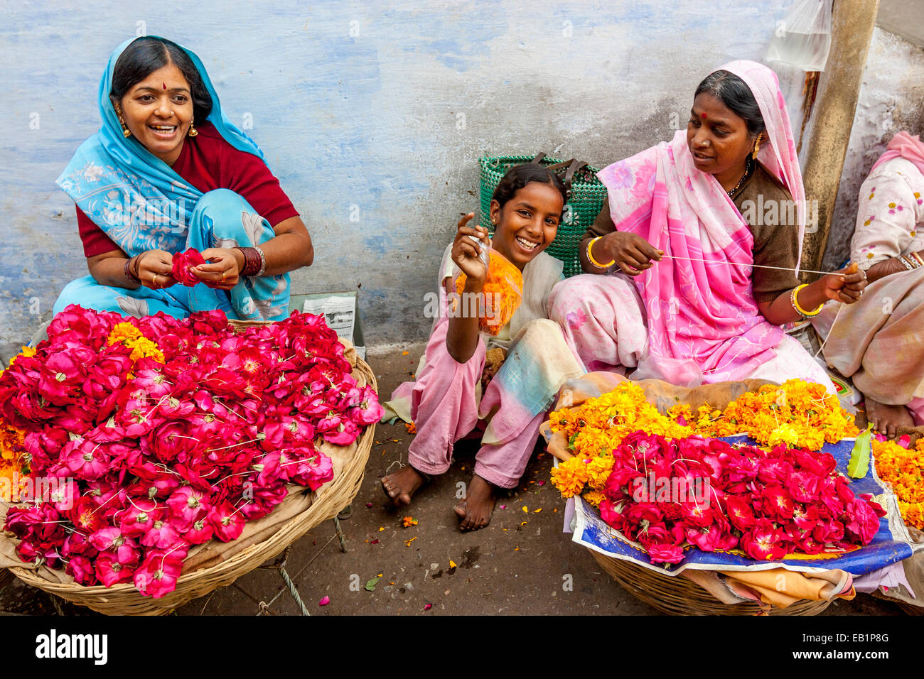 Flower Sellers, Udaipur, Rajasthan, India Stock Photo Alamy
