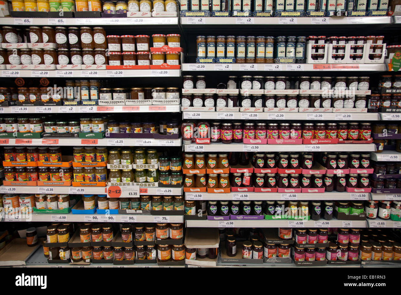 Sainsbury's in Clapham Jams and Marmalades London UK Stock Photo
