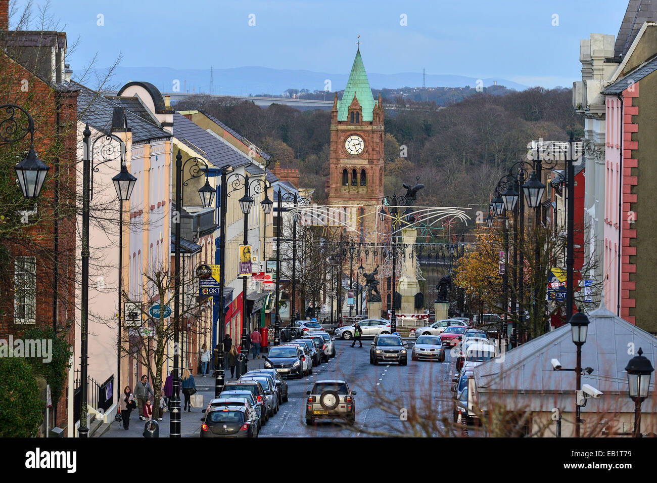 Street and Guildhall, Derry, Londonderry. Photo Sweeney
